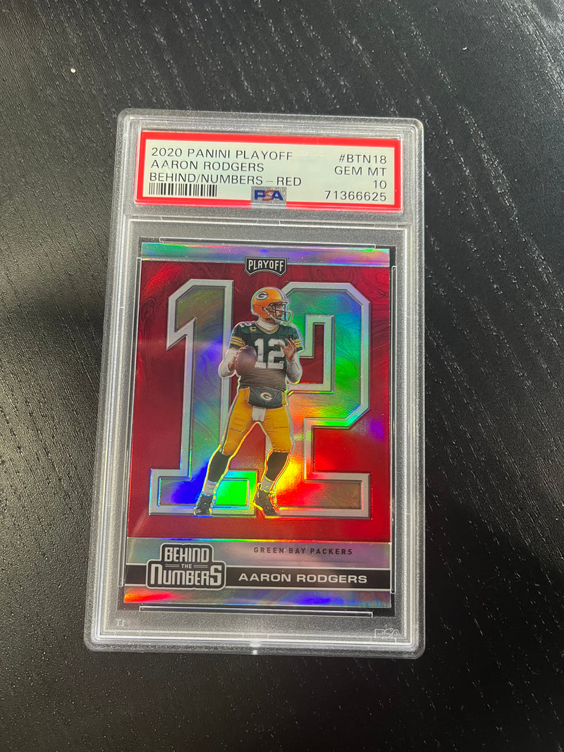 Aaron Rodgers Behind The Numbers Red PSA 10