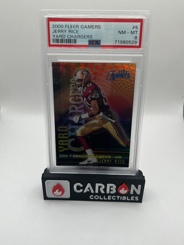 2000 Fleer Gamers Jerry Rice Yard Chargers PSA 8